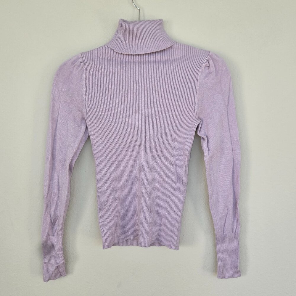 Lilac & Lavender Ribbed Turtleneck – Size M (Fits Like S)